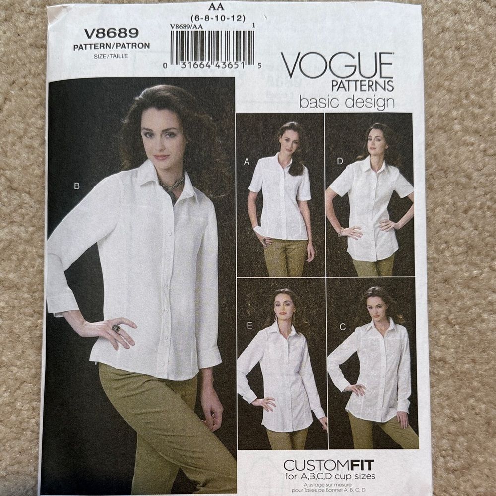 Vogue women's blouse sewing pattern